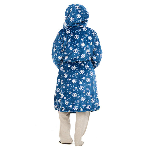 Snuggs Blanket Robe Petroleum Snowflakes